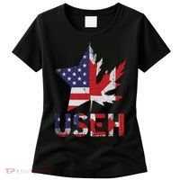 USEH Patriotic USA Star Canadian Maple Leaf Canada Women's T-Shirt thumb 0