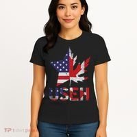 USEH Patriotic USA Star Canadian Maple Leaf Canada Women's T-Shirt thumb 4
