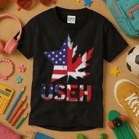 USEH Patriotic USA Star Canadian Maple Leaf Canada Kids T-Shirt thumb 3