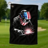 Usa Patriotic Welder Golf Towel thumb 1