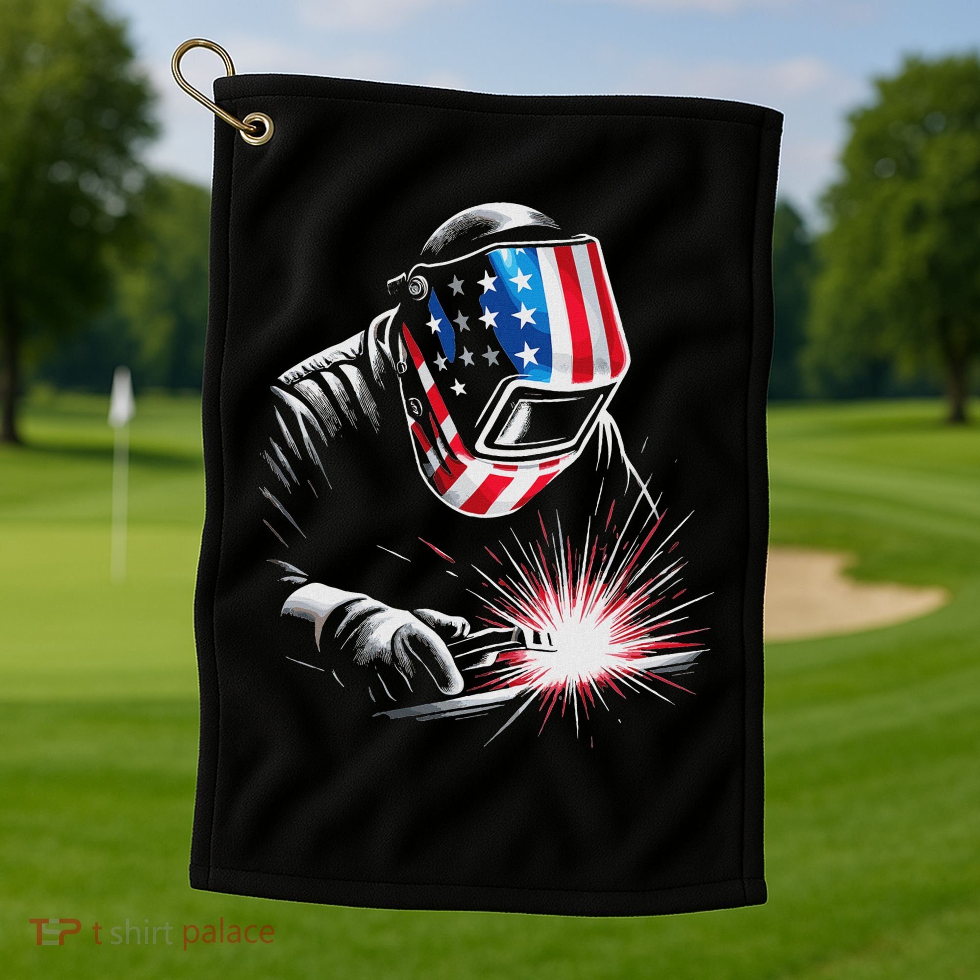 Usa Patriotic Welder Golf Towel