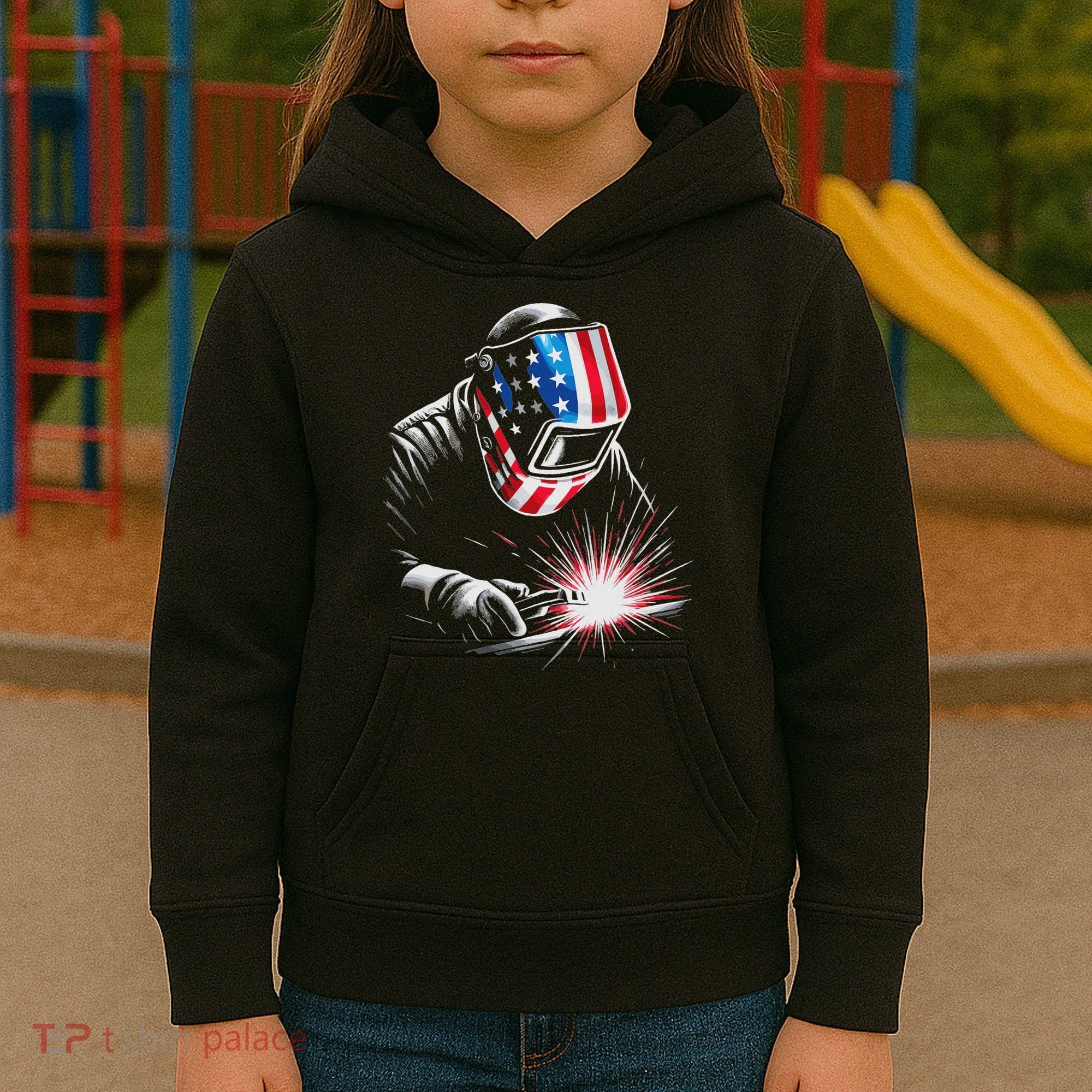 Usa Patriotic Welder Kids Hoodie