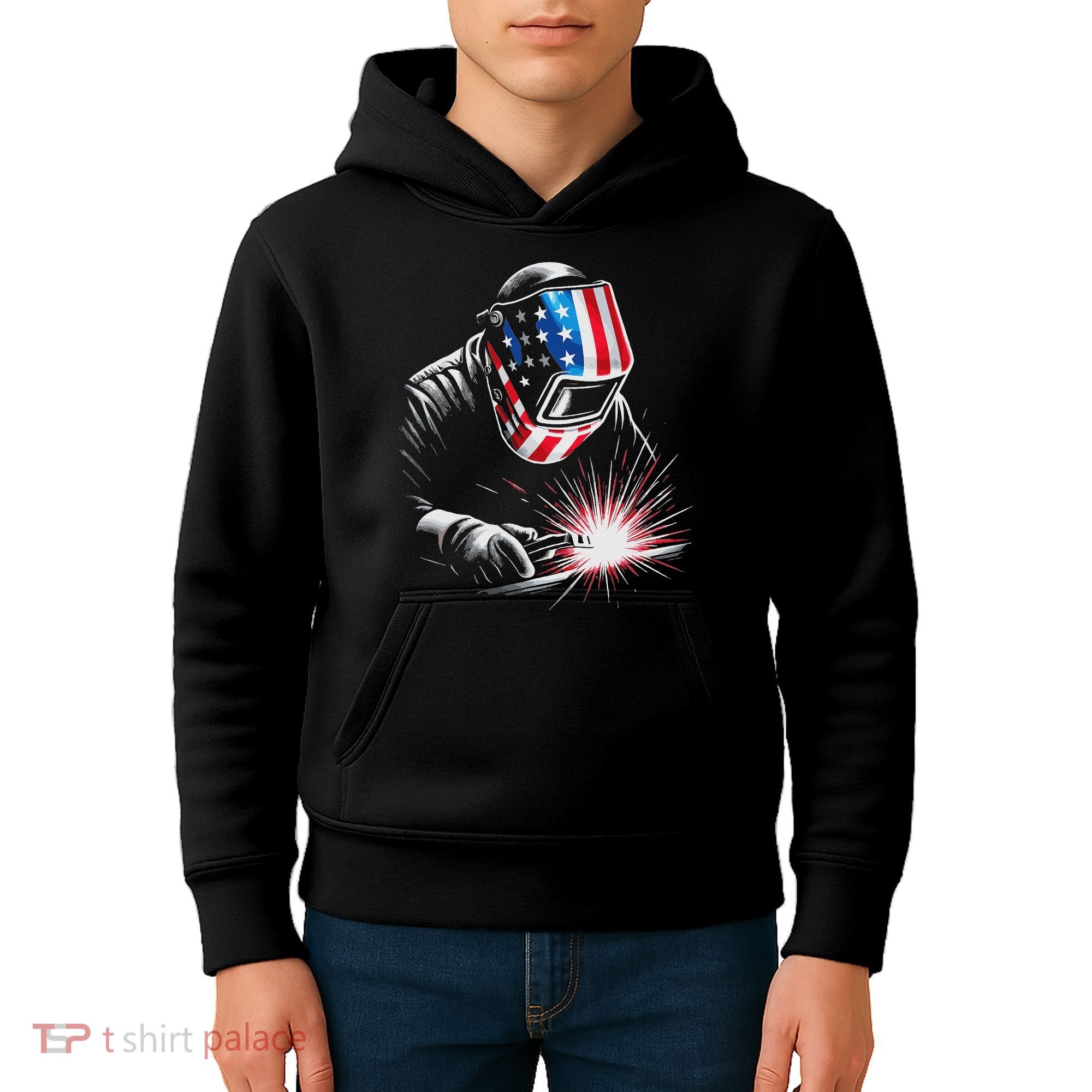 Usa Patriotic Welder Kids Hoodie