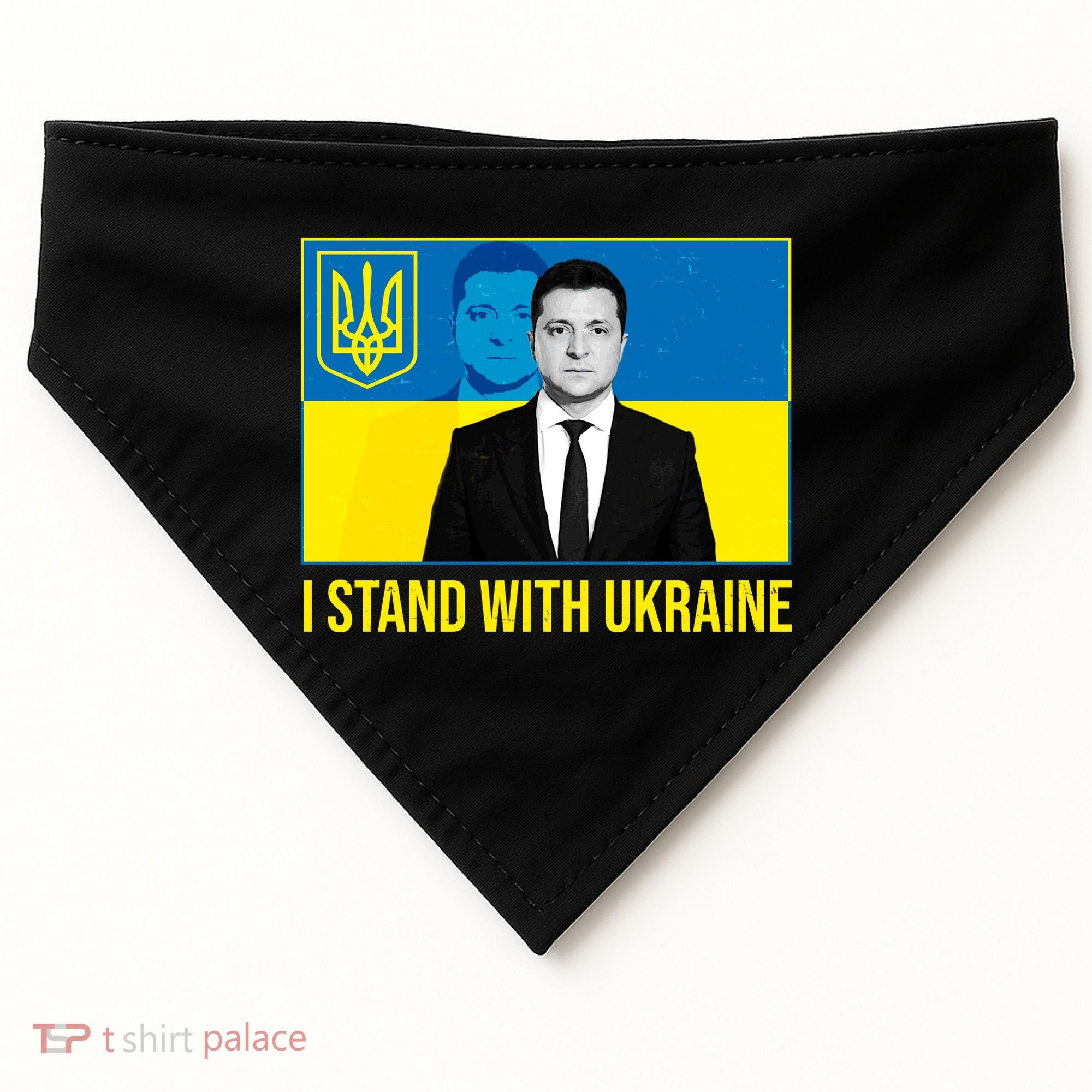 Ukrainian President Zelensky I Stand With Ukraine USA-Made Doggie Bandana