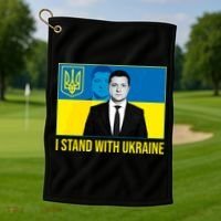 Ukrainian President Zelensky I Stand With Ukraine Golf Towel thumb 1