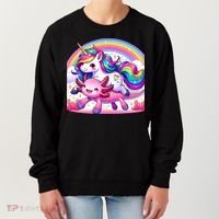 Unicorn Riding Axolotl Kawaii Rainbow Women's Sweatshirt thumb 0
