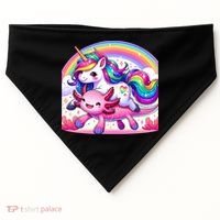 Unicorn Riding Axolotl Kawaii Rainbow USA-Made Doggie Bandana thumb 0