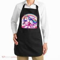 Unicorn Riding Axolotl Kawaii Rainbow Apron thumb 2