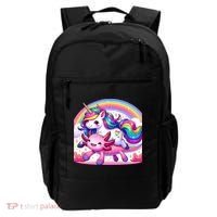 Unicorn Riding Axolotl Kawaii Rainbow Backpack thumb 0