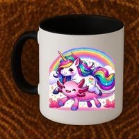 Unicorn Riding Axolotl Kawaii Rainbow Coffee Mug thumb 2