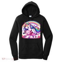Unicorn Riding Axolotl Kawaii Rainbow Women's Hoodie thumb 0