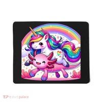 Unicorn Riding Axolotl Kawaii Rainbow Mousepad thumb 0