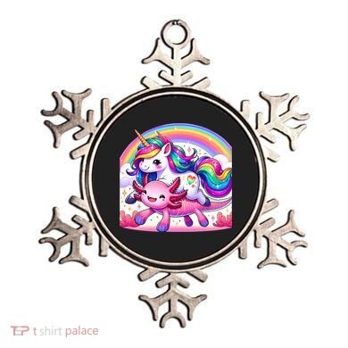Unicorn Riding Axolotl Kawaii Rainbow Ornament
