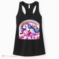 Unicorn Riding Axolotl Kawaii Rainbow Women's Tank Top thumb 0