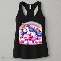 Unicorn Riding Axolotl Kawaii Rainbow Women's Tank Top thumb 3