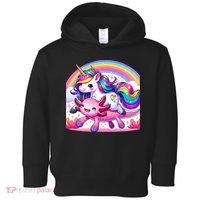 Unicorn Riding Axolotl Kawaii Rainbow Toddler Hoodie thumb 0
