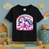 Unicorn Riding Axolotl Kawaii Rainbow Toddler T-Shirt thumb 3