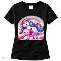 Unicorn Riding Axolotl Kawaii Rainbow Women's T-Shirt thumb 0