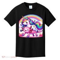 Unicorn Riding Axolotl Kawaii Rainbow Kids T-Shirt thumb 0