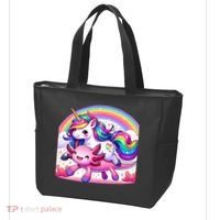 Unicorn Riding Axolotl Kawaii Rainbow Tote Bag thumb 3