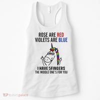 Unicorn Rose Are Red Violets Are Blue I Have 5 Fingers Women's Tank Top thumb 0