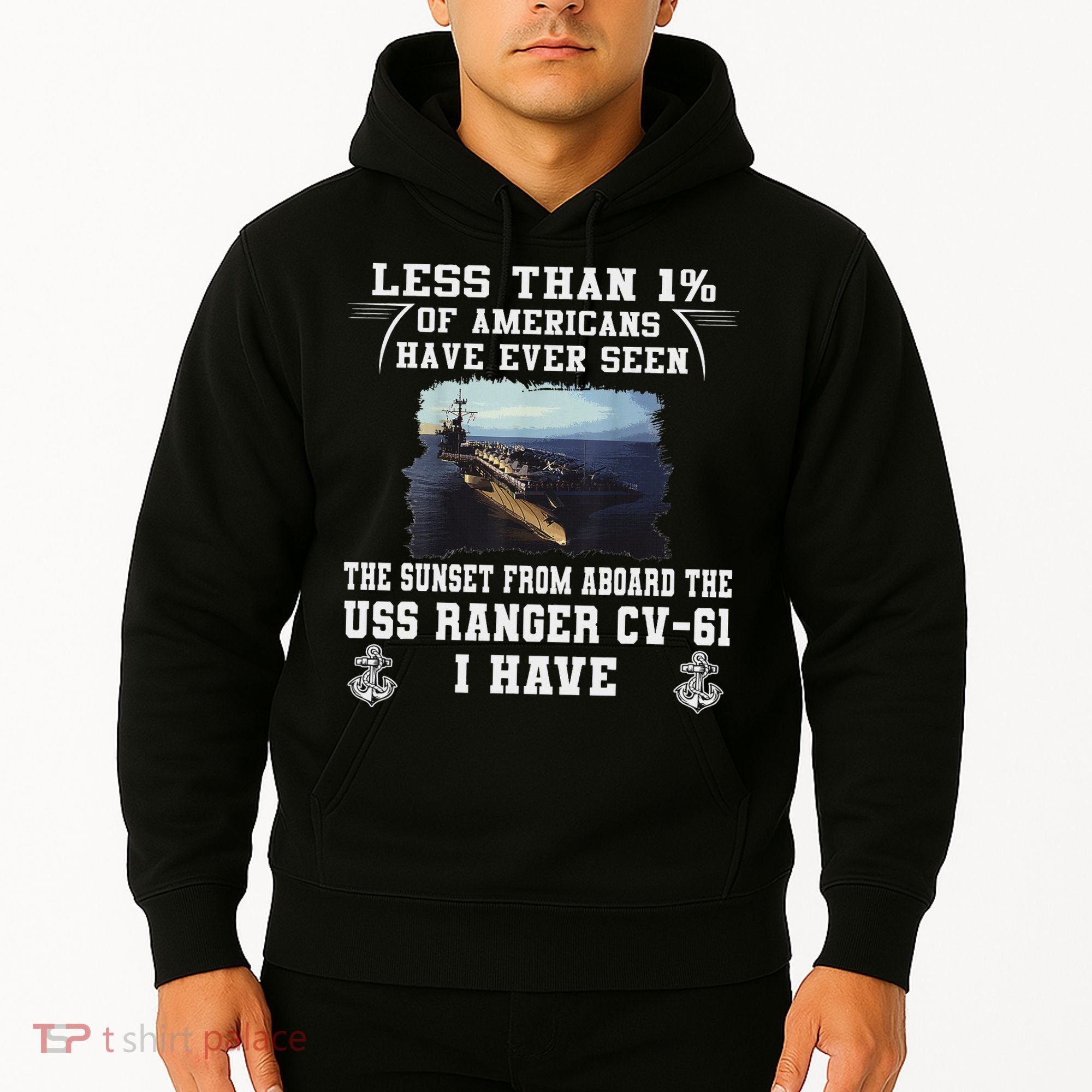 Uss Ranger Cv 61 Aircraft Carrier Black Hoodie