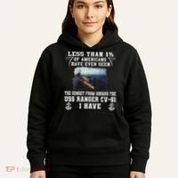 Uss Ranger Cv 61 Aircraft Carrier Black Hoodie thumb 5