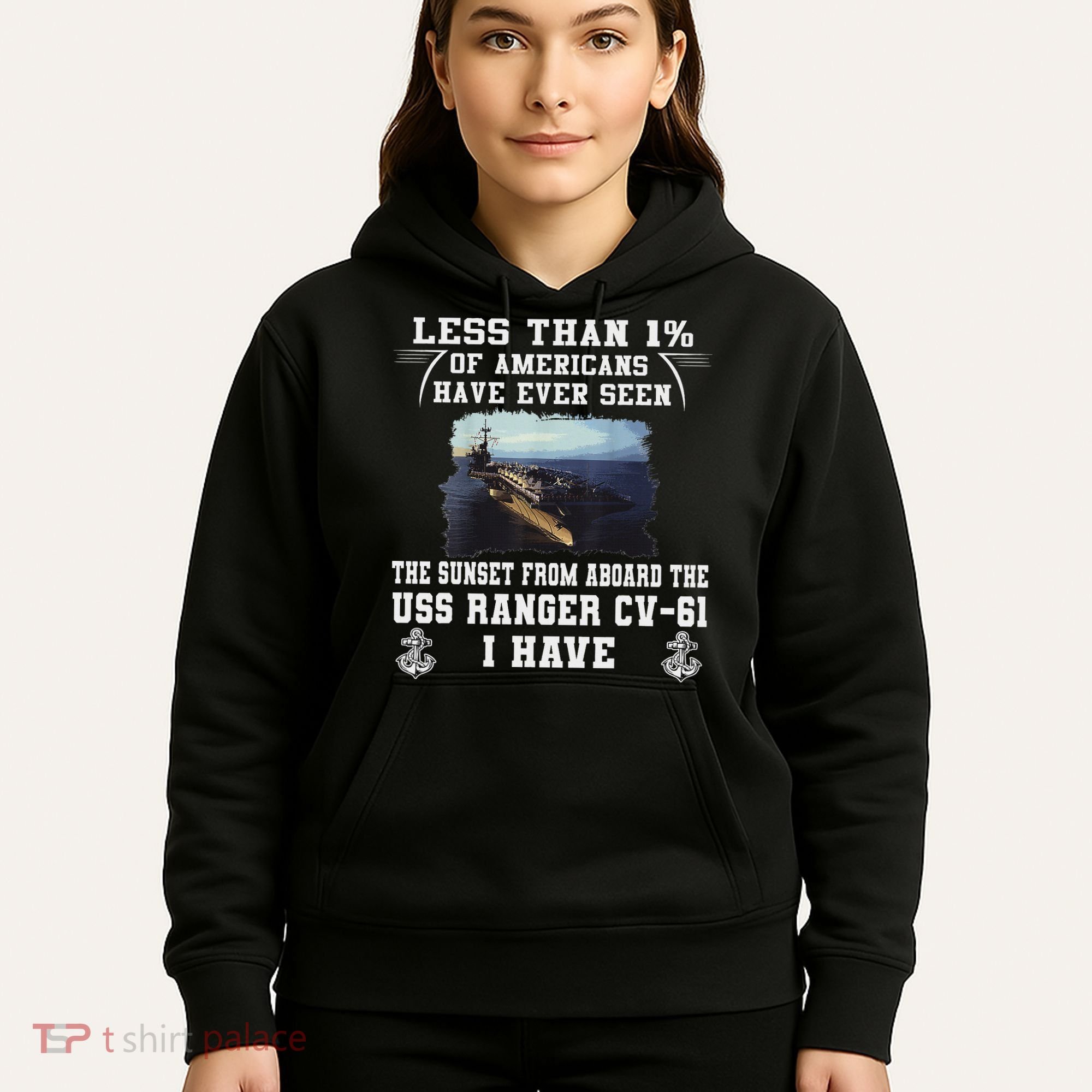 Uss Ranger Cv 61 Aircraft Carrier Black Hoodie
