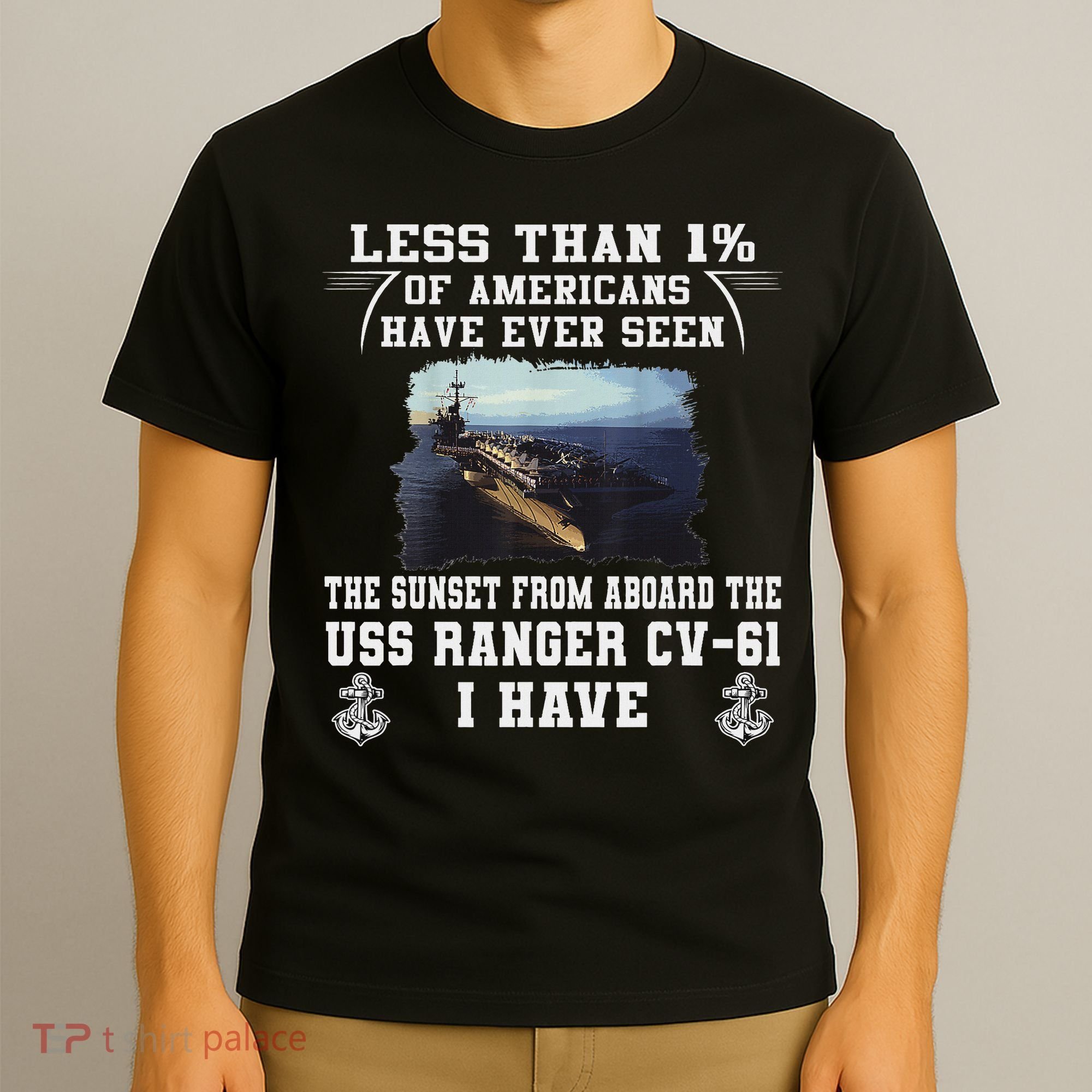 Uss Ranger Cv 61 Aircraft Carrier Black T-Shirt