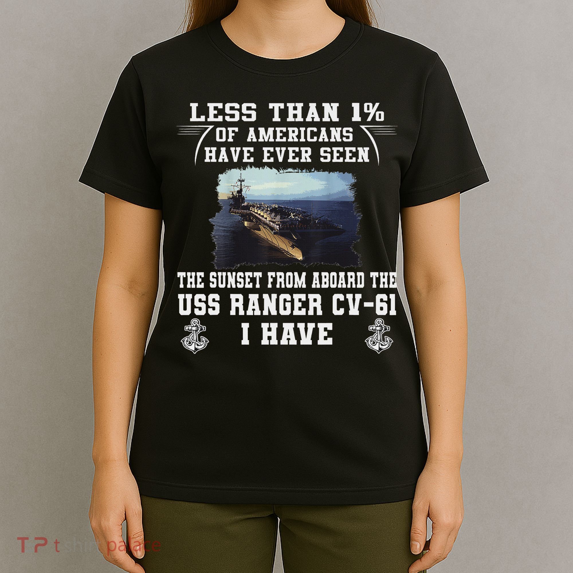 Uss Ranger Cv 61 Aircraft Carrier Black T-Shirt
