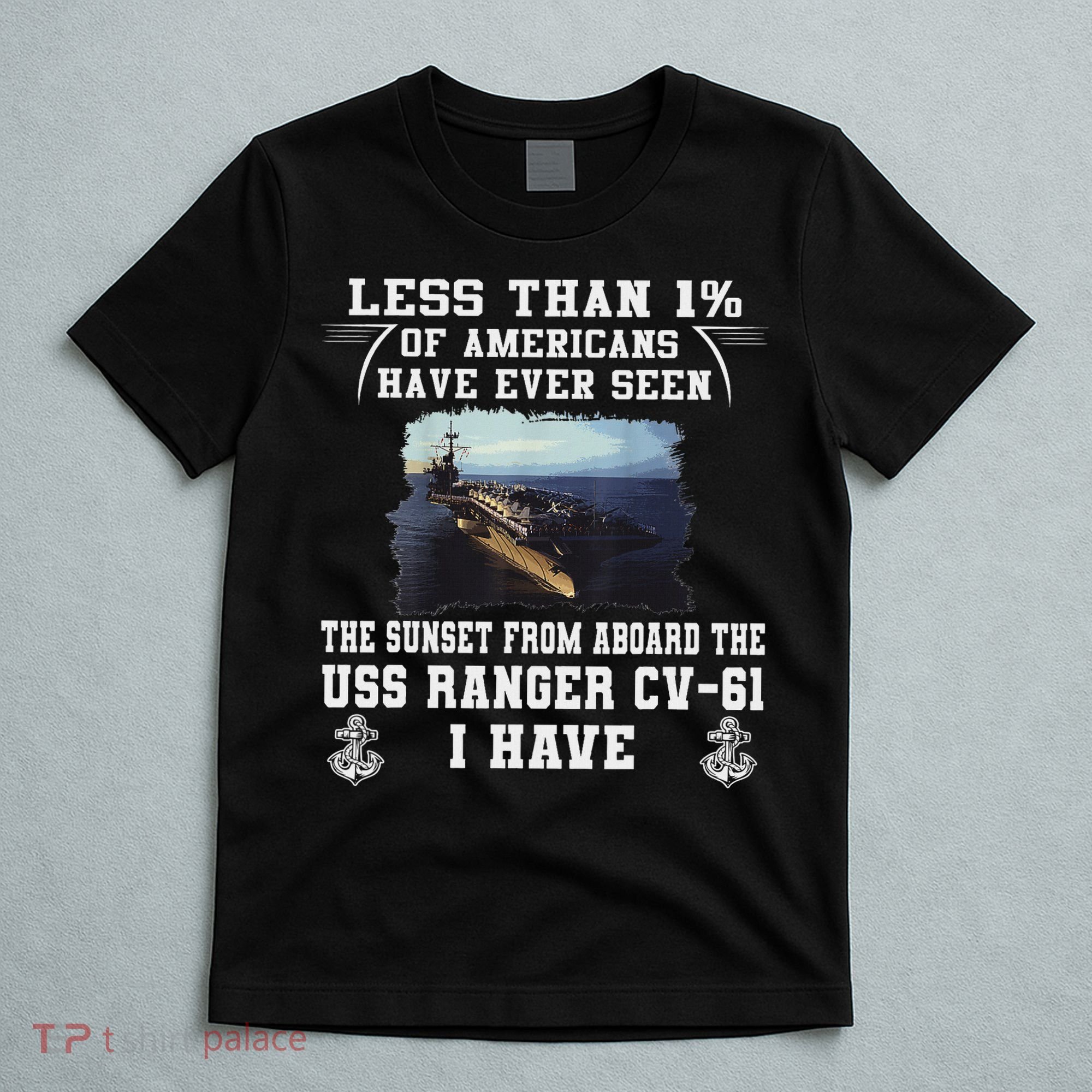 Uss Ranger Cv 61 Aircraft Carrier Black T-Shirt