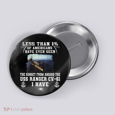 Uss Ranger Cv 61 Aircraft Carrier Black Button
