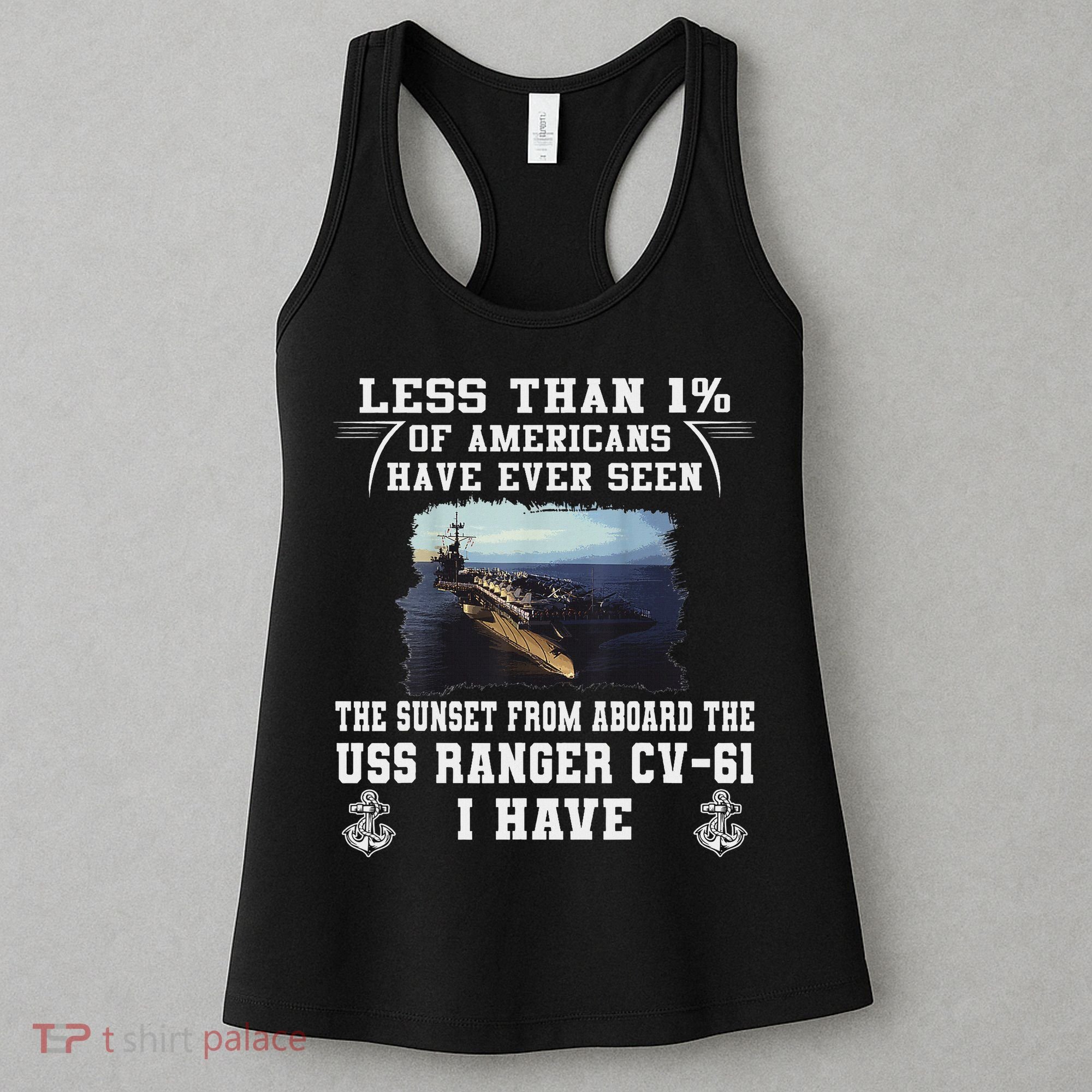 Uss Ranger Cv 61 Aircraft Carrier Black Women's Tank Top