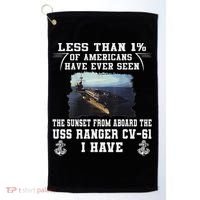 Uss Ranger Cv 61 Aircraft Carrier Black Golf Towel thumb 0