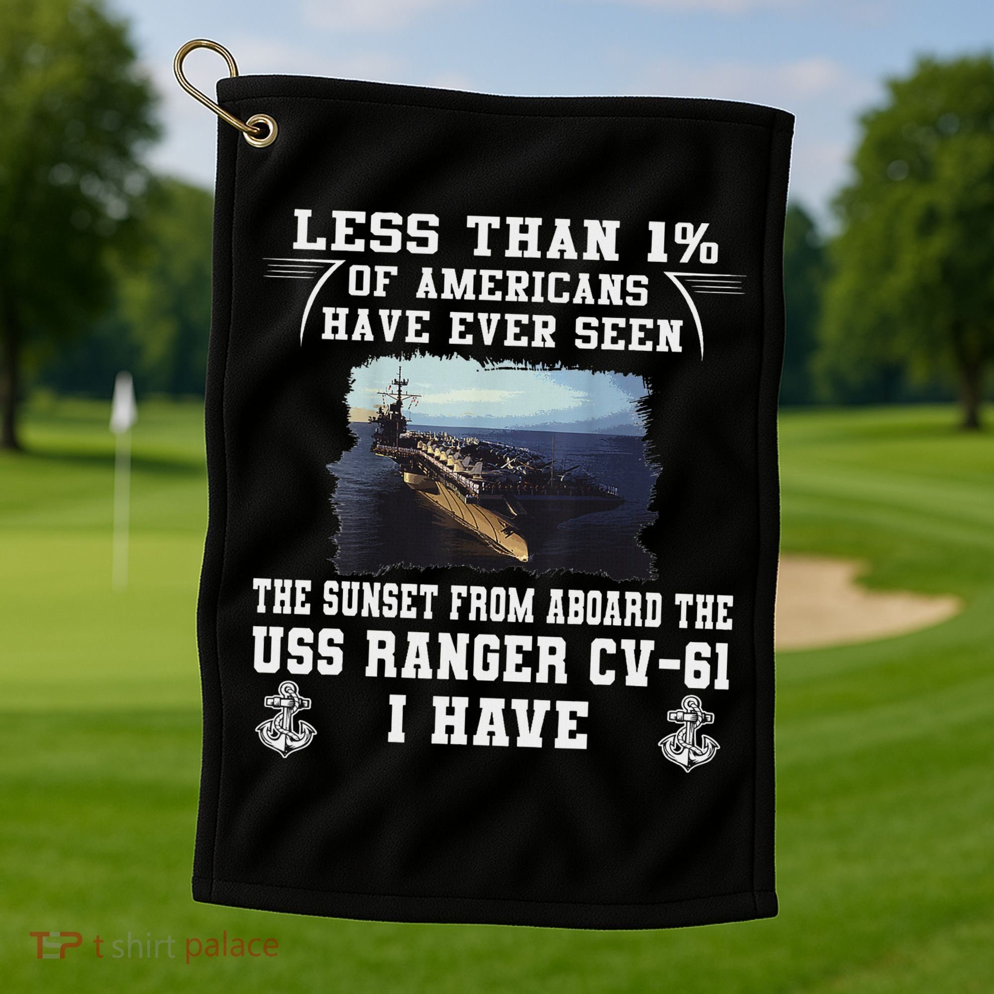 Uss Ranger Cv 61 Aircraft Carrier Black Golf Towel