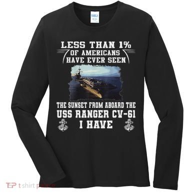 Uss Ranger Cv 61 Aircraft Carrier Black Women's Long Sleeve Shirt