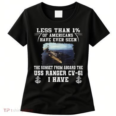 Uss Ranger Cv 61 Aircraft Carrier Black Women's T-Shirt