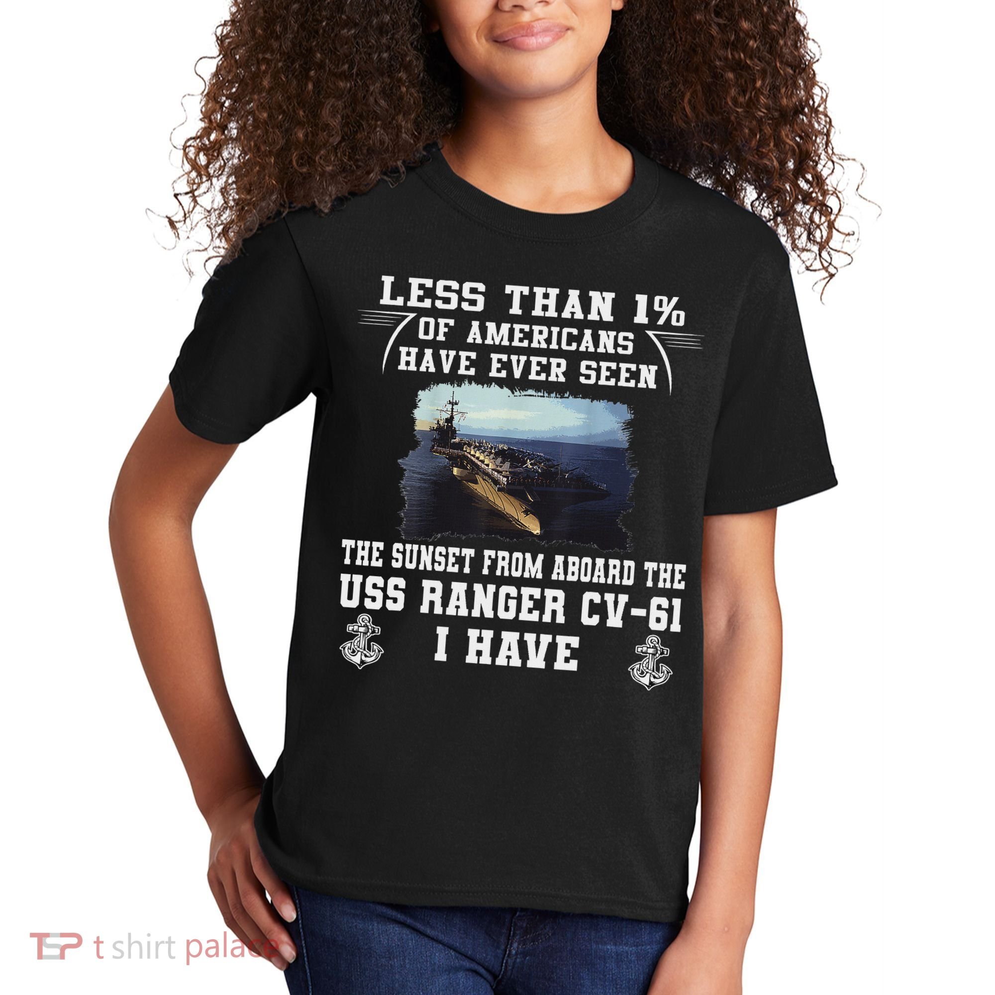 Uss Ranger Cv 61 Aircraft Carrier Black Kids T-Shirt