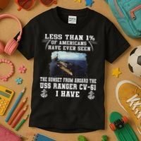 Uss Ranger Cv 61 Aircraft Carrier Black Kids T-Shirt thumb 3