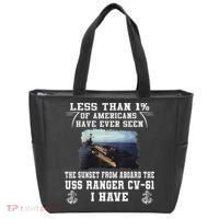 Uss Ranger Cv 61 Aircraft Carrier Black Tote Bag thumb 0