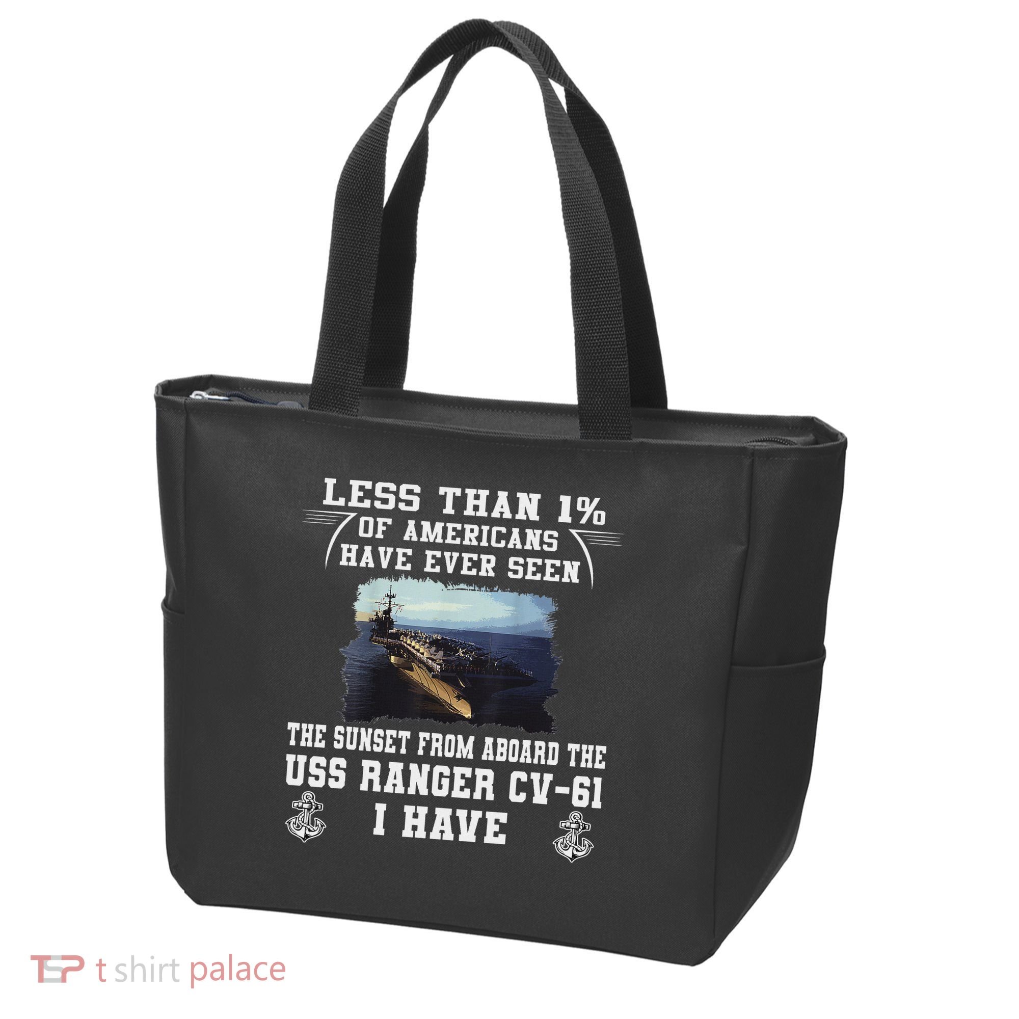 Uss Ranger Cv 61 Aircraft Carrier Black Tote Bag