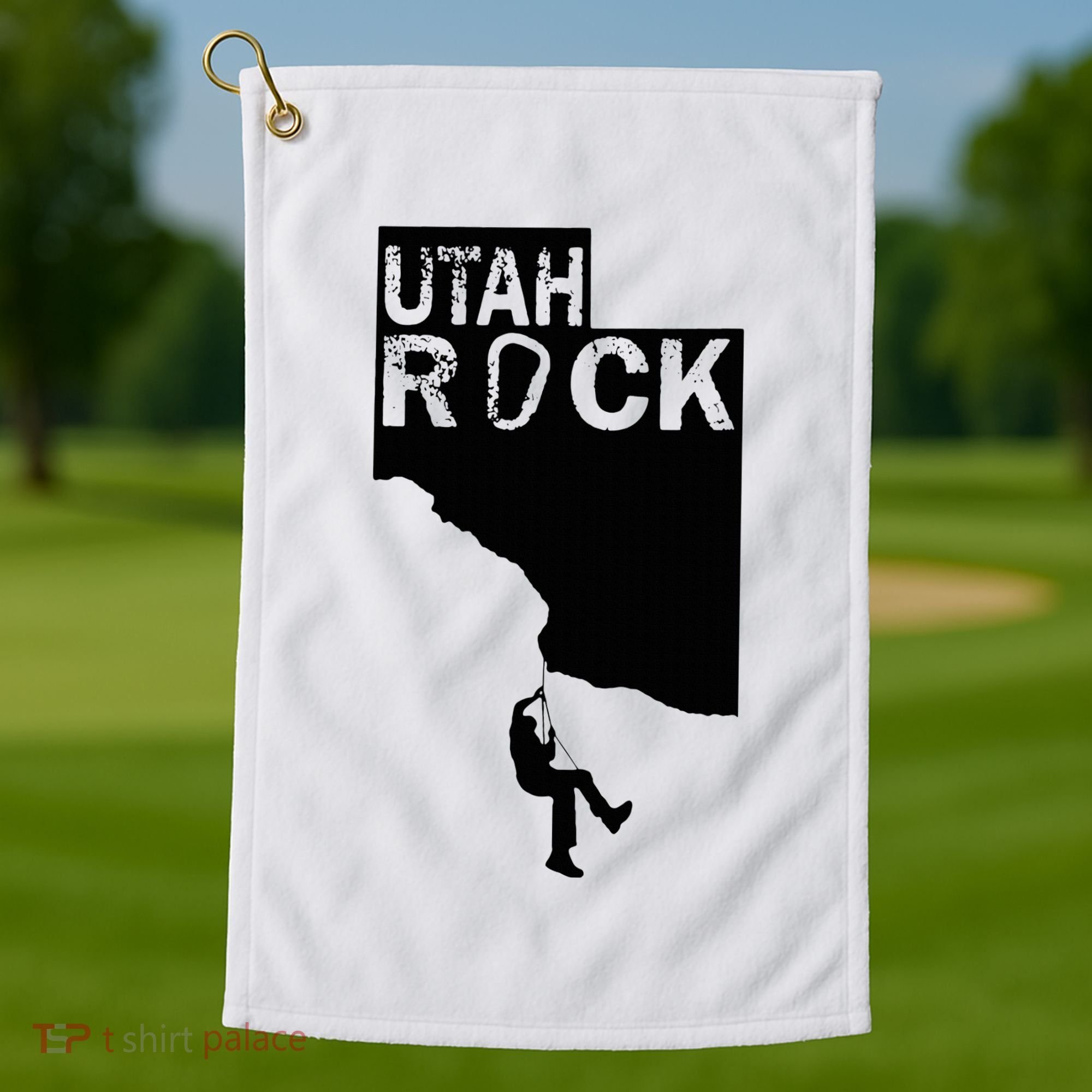Utah Rock Climbing Golf Towel