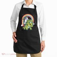 Unicorn Riding Dinosaur Triceratops Rainbow Apron thumb 2