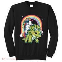 Unicorn Riding Dinosaur Triceratops Rainbow Sweatshirt thumb 0
