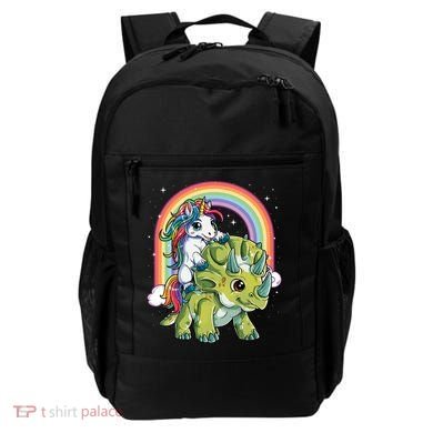 Unicorn Riding Dinosaur Triceratops Rainbow Backpack