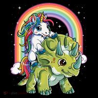 Unicorn Riding Dinosaur Triceratops Rainbow Coffee Mug thumb 5