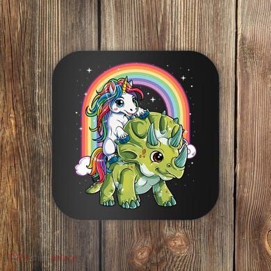 Unicorn Riding Dinosaur Triceratops Rainbow Coaster