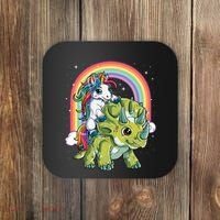 Unicorn Riding Dinosaur Triceratops Rainbow Coaster thumb 0