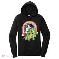 Unicorn Riding Dinosaur Triceratops Rainbow Women's Hoodie thumb 0