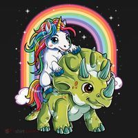 Unicorn Riding Dinosaur Triceratops Rainbow Mousepad thumb 1